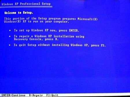 Screenshot to Fix an Unbootable Windows XP