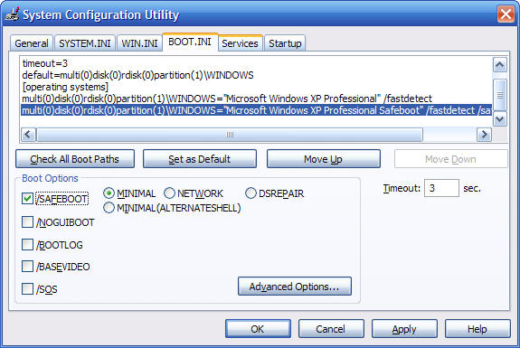 Повреждены настройки safeboot windows 7